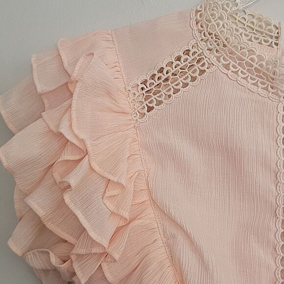 Saint+ Secrets Oakland High Neck Ruffle Detail Dress waist tie Blush Pink Small - Picture 8 of 13